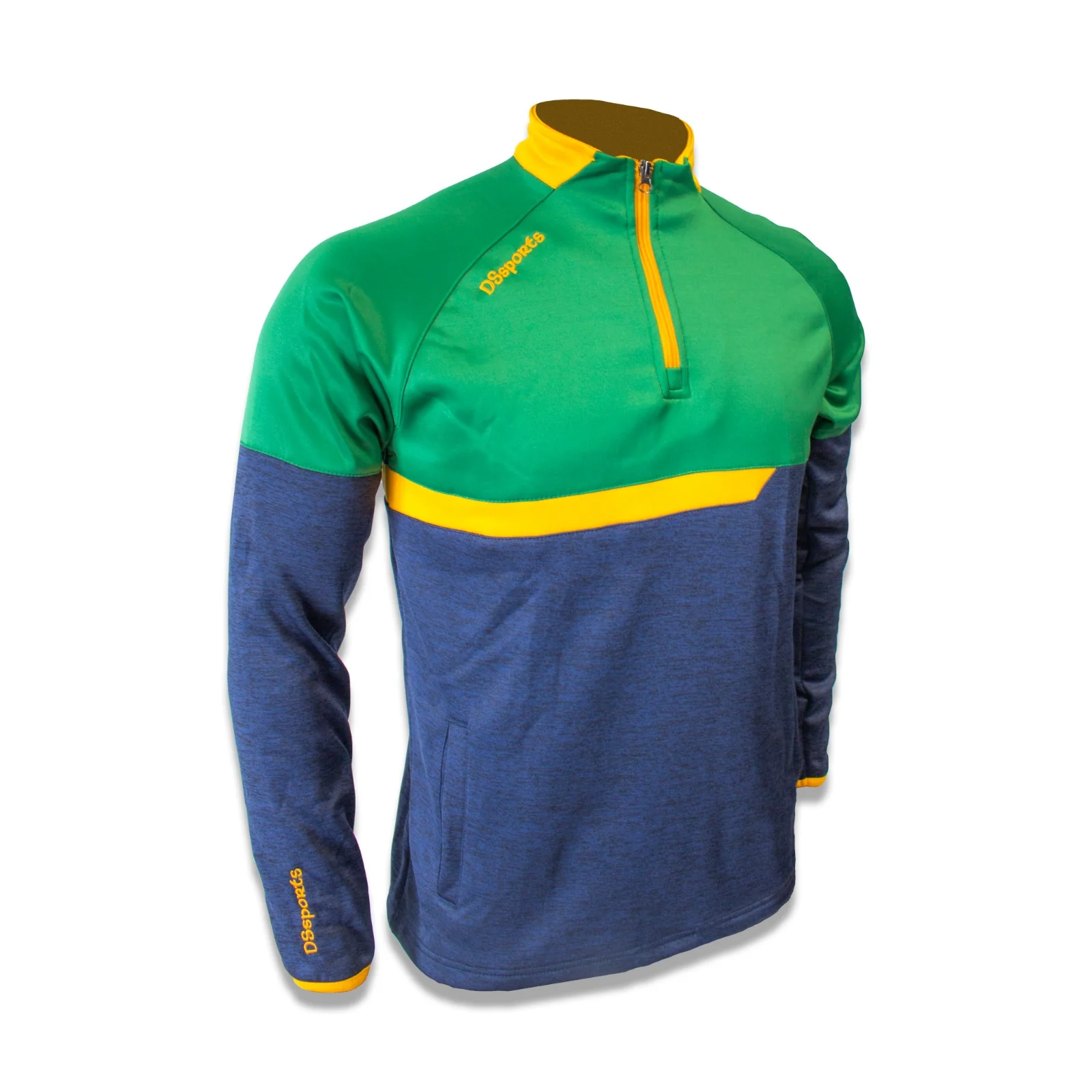 Galsy Half Zip - Navy Melange / Green / Amber - Image 3